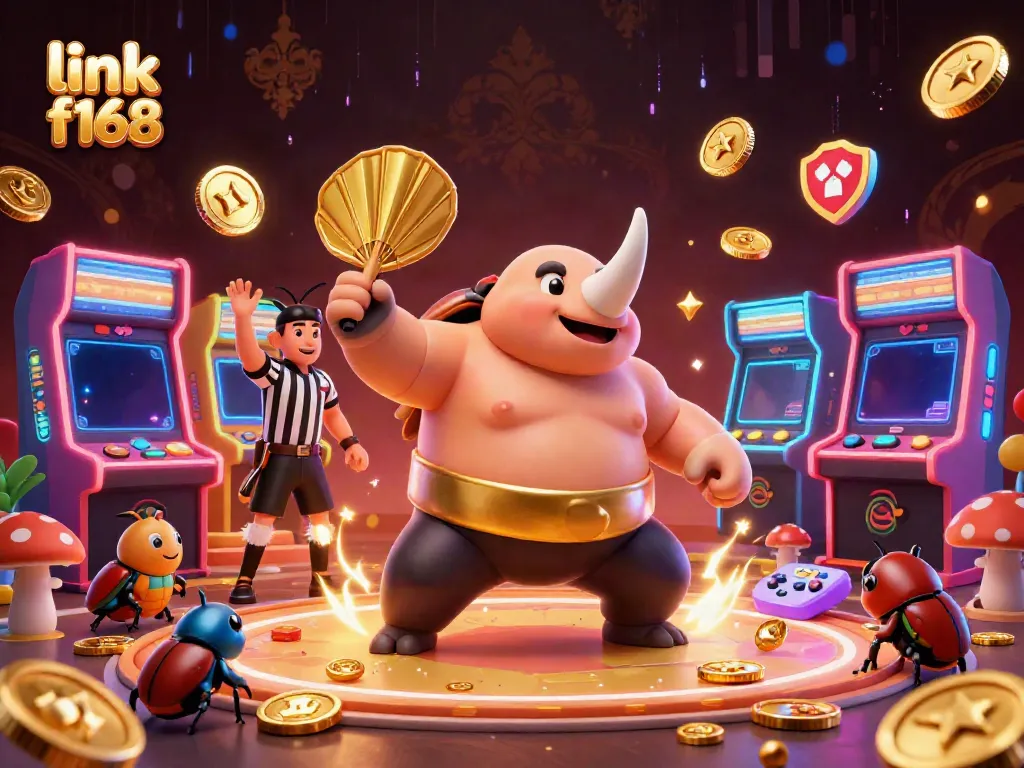 Experience excitement with "link f168" as a beetle champion thrives in a lively gambling atmosphere.