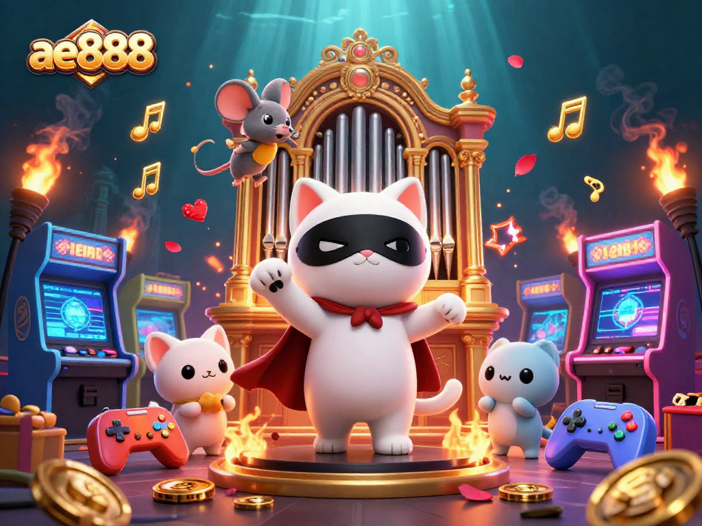 Engage with ae888 in a vibrant casino scene featuring colorful characters and gaming elements.